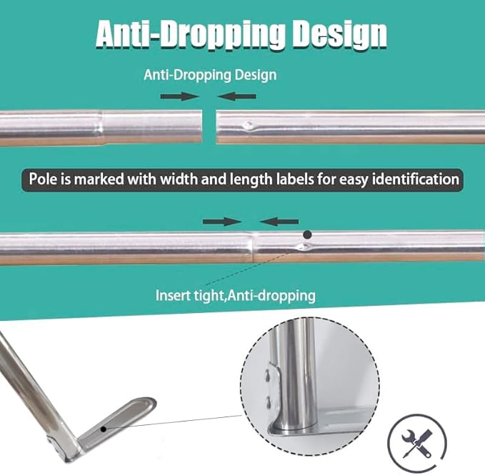 Mengersi Canopy Bed Frame Post Poles King Size Stainless Steel 4 Corner Canopy Bed Curtains Frame Bracket Fit for Metal and Wood Bed