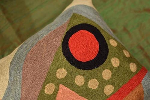 Lumbar Kandinsky Abstract Pillow Cover - Original Composition | Modern Chair Cushion | Modern Outdoor Pillowcase | Mid Century Chair Cushions | Hand Embroidered Wool Size 14x20
