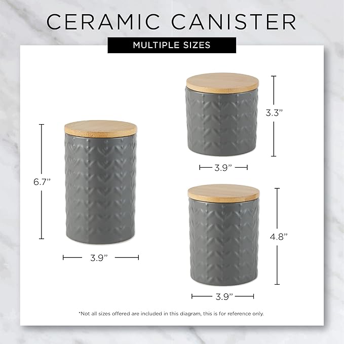 DII Kitchen Accessories Collection, Textured Matte Ceramic Canister Set, Antique White, Vine, 3 Piece