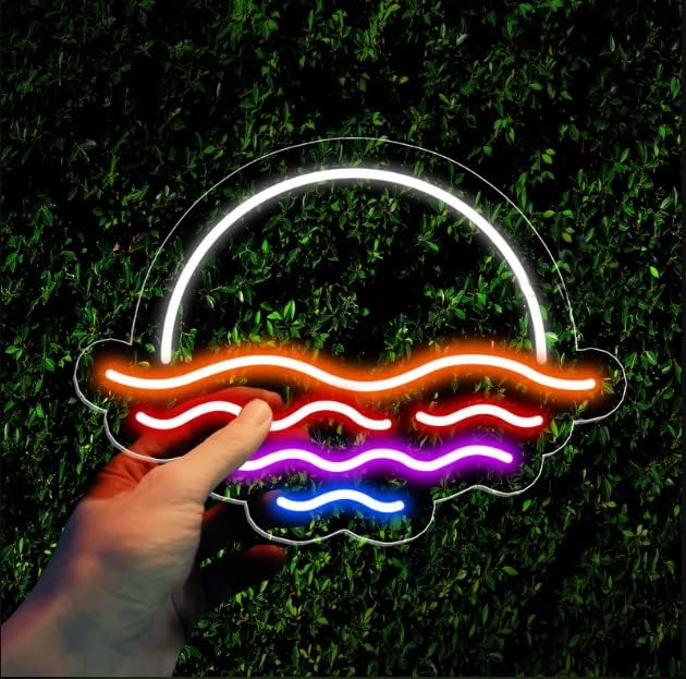 LED Decorative Lights USB Mountains Sunrise Sunset Led Neon Signs Home Decoration Wall Art Holiday Gift Brightness Adjustable 15.7''x15''