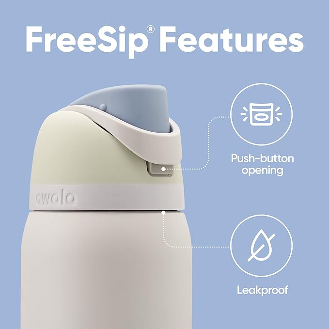 Owala FreeSip Insulated Stainless Steel Water Bottle with Straw for Sports and Travel, BPA-Free, 40oz, Iced Breeze