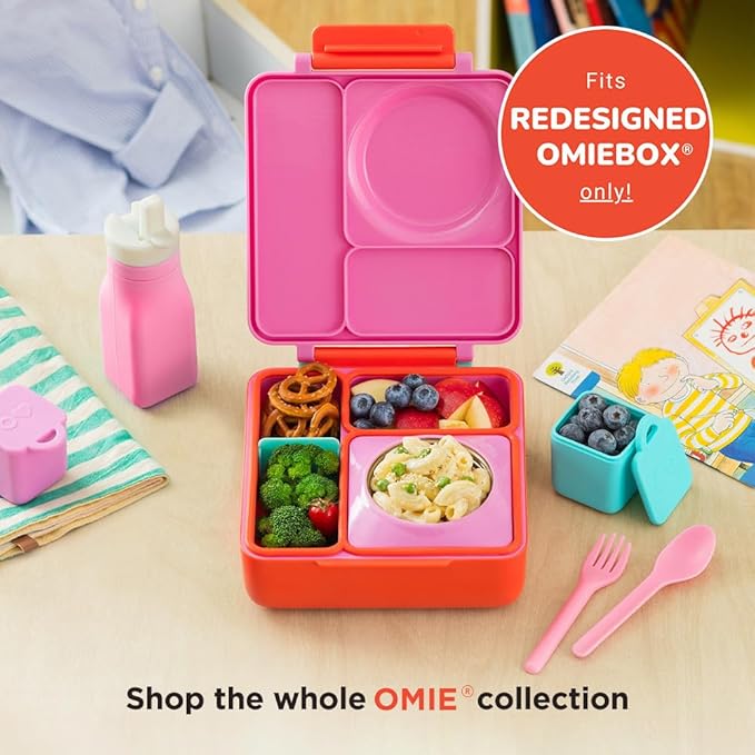 OmieBox Reusable Silicone Water Bottle - 8.7 oz, Straw Top, BPA-Free & Phthalate-Free, Leak-Proof (Pink)