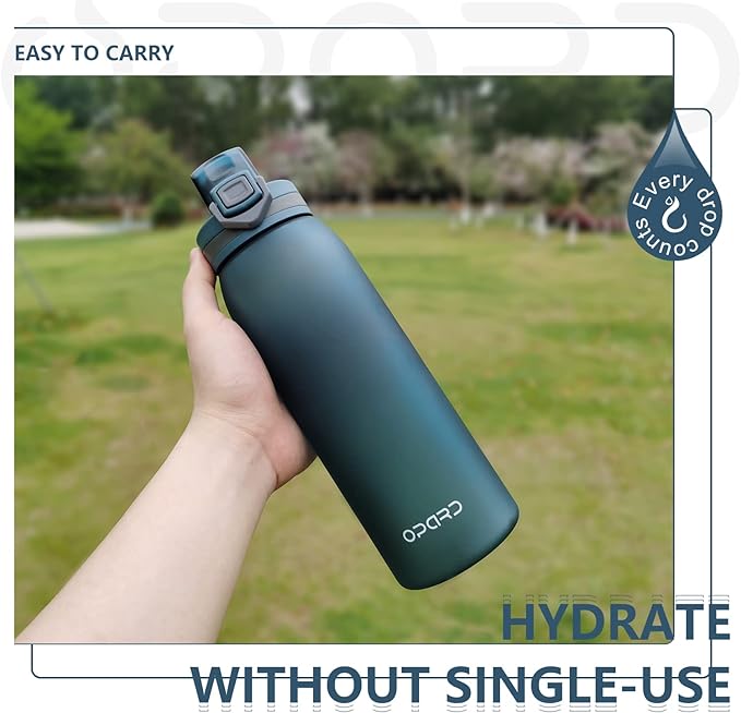 Opard 30oz Sports Water Bottle with Leak Proof Flip Top Lid BPA Free Tritan Reusable Plastic for Gym and Outdoor