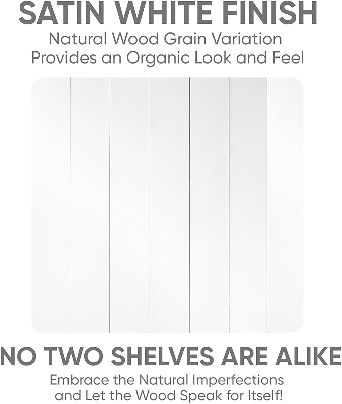 Homeforia Floating White Shelf 60 inches, High End Solid Real Wood 60inch Long Floating Shelves for Wall Mounted, White Wooden 60in Floating Shelves, Heavy Duty Bracket, 60 X 6.5 X 1.75 inch, Set of 2