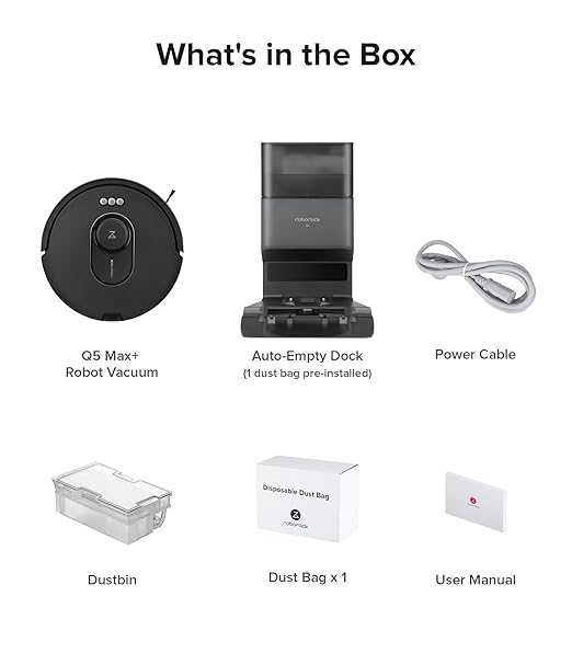roborock Q5 Max+ Robot Vacuum with Self-Empty Dock, Upgraded from Q5+, 5500 Pa Suction, DuoRoller Brush, Hands-Free Cleaning for up to 7 Weeks, PreciSense LiDAR Navigation, App & Voice Control