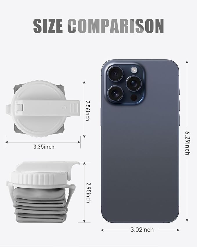 Opard Collapsible Water Bottles 21 Oz - BPA Free, Leak Proof, Foldable Silicone Collapse Water Bottle with Straw, Easy to Compact and Expandable, Travel Essentials Accessories (Grey)