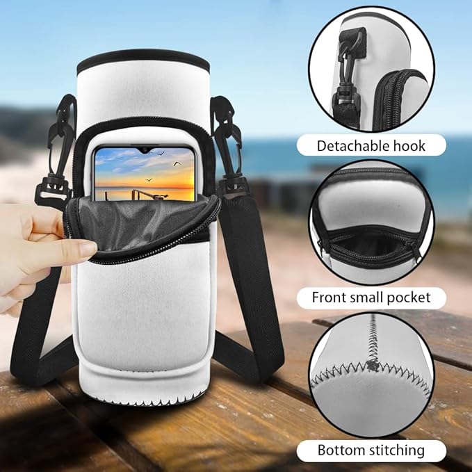 Panda Water Bottle for Girls 4-6/6-8 Pink 2 Pcs Water Bottle Holder Carrier Sling Water Bottle Pouch Sleeve Water Bottle Carrier Bag