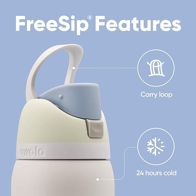 Owala FreeSip Insulated Stainless Steel Water Bottle with Straw for Sports and Travel, BPA-Free, 40oz, Iced Breeze