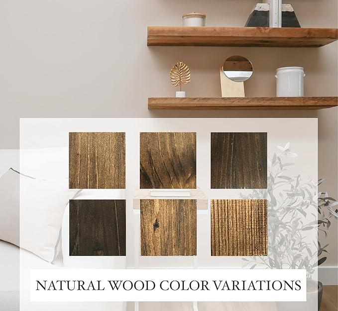 Rustic Shelves with J-Brackets Set of 2, Industrial Shelf, Kitchen Shelves, Solid Wood, Decorative Wall Storage, Heavy Duty, URBANDI (Dark Brown, 36Wx8D)