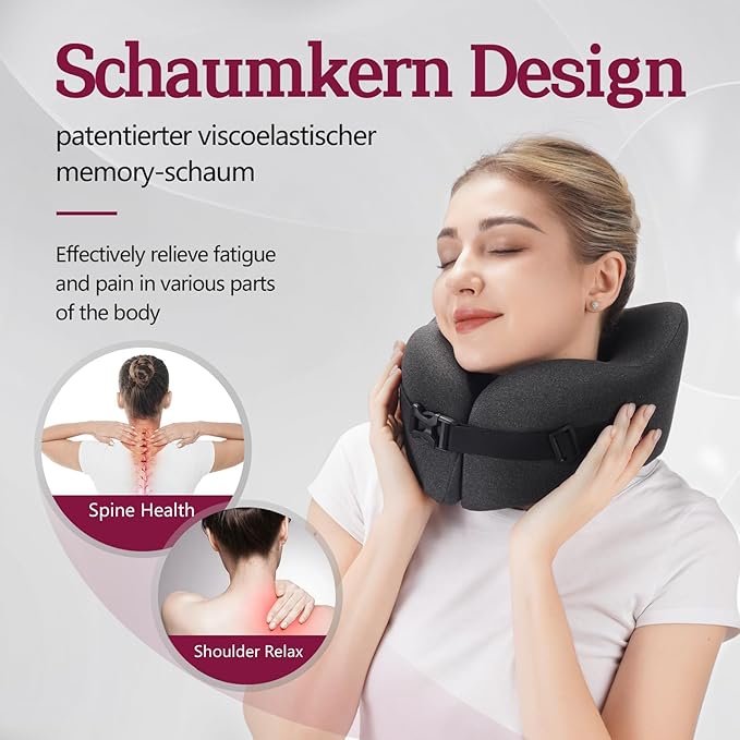 Travel Pillow Vac Compressed Memory Foam Neck Pillow Airplane,Soft and compatible,Neck Support,Washable,Airplanes Travel Essentials Accessories for Office,Flight,Cars Breaks Sleeping(Black)