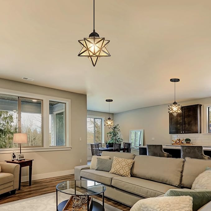 Modern Glass Pendant Lights Dining Room Chandeliers Lighting for Kitchen Island Light Fixture Hanging Light with Warm Light Bulb