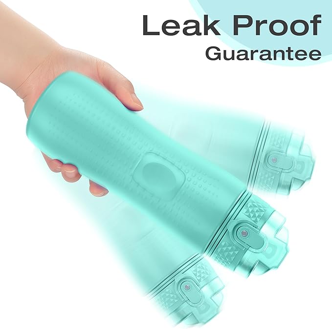 OLDLEY Kids Water Bottle for School, 25 oz (Straw Lid) BPA-Free Reusable Leak-proof Durable Tritan Plastic Water Bottles with One-handed Opening Straw Lids, Anti-dust Spout Cover (Mint Green)