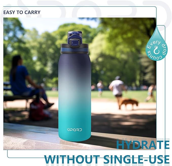 Opard 30oz Sports Water Bottle with Leak Proof Flip Top Lid BPA Free Tritan Reusable Plastic for Gym and Outdoor