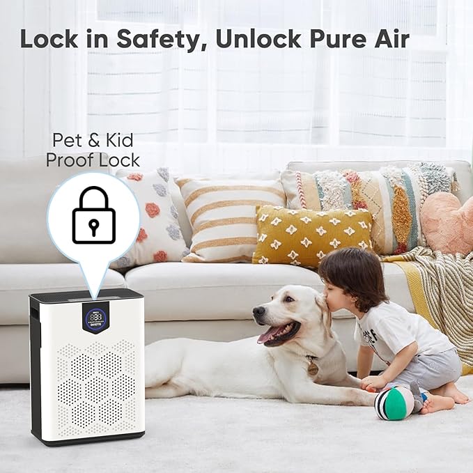 Air Purifiers for Home up to 3000 Sq Ft with Washable Filters, 2x H14 True HEPA Filter, 2xSpeed Fan with Turbo Mode, CADR 400mยณ/h Remove Pet Hair Odor, 22dB Sleep Mode for Bedroom, Large Room,Office
