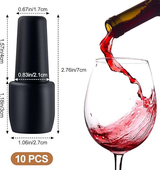 PAGOW 10 Pcs Reusable Wine Stoppers, Silicone Sparkling Wine Bottle Stopper, Wine Sealer Wine Stopper for Champagne Beer Beverage Prosecco Keeping Fresh