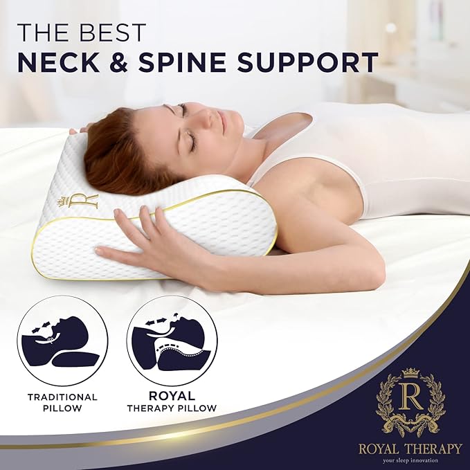 Royal Therapy Memory Foam Pillow, Cervical Pillow, King Contour Pillow, Side Sleeper Pillow, Orthopedic Pillow, Neck Support Pillow, Pillow for Neck Pain, Pillow for Side Sleepers, CertiPUR-US