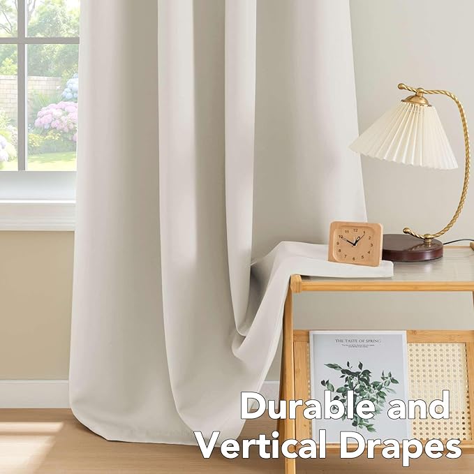 H.VERSAILTEX Thermal Insulated Blackout Window Panels Microfiber Formaldehyde-Free Kids Curtains for Holiday Season Home Decoration,Grommet Top,52 by 96 - Inch - Fog - Set of 2