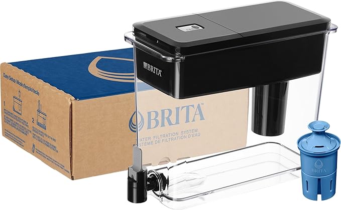 Brita XL Water Filter Dispenser for Tap and Drinking Water with 1 Elite Filter, Reduces 99% Of Lead, Lasts 6 Months, 27-Cup Capacity, BPA Free, Black
