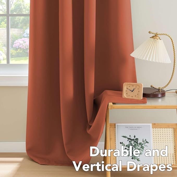 H.VERSAILTEX Solid Thermal Insulated Grommet Blackout Window Curtain Panels for Nursery & Infant Care - Orange - 52" W x 72" L - Set of 2 Panels
