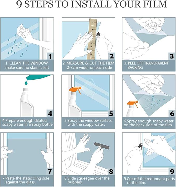 HIDBEA One Way Mirror Window Film Daytime Privacy, Reflective Window Tint for Home, Heat Control UV Blocking, Non-Adhesive Self Static Cling Window Sticker (Silver, 35.4 Inch x 32.8 Feet)