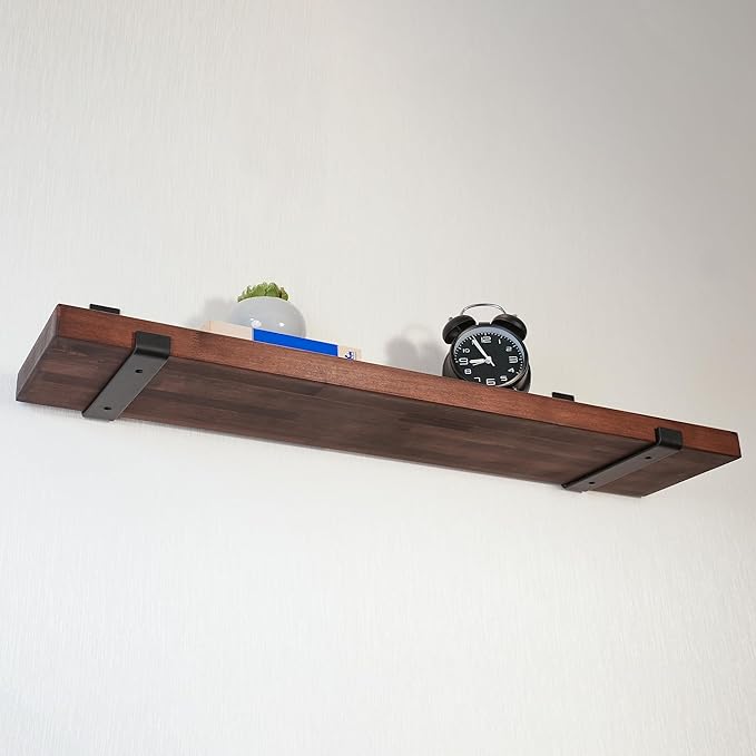 CONSDAN Floating Shelf for Wall Mounted Book Shelf Hanging Shelves Floating Bookshelf for Bedroom, Bathroom, Living Room, Kitchen USA Grown Solid Hardwood, Dark Maple 60x7.5x1.5 in
