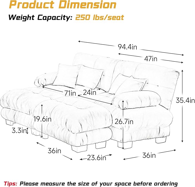 Modular Sectional Sofa, Cloud Couch U Shaped Sectional Couches for Living Room, Green Couch Oversized Loveseat with Movable Ottoman, Modern Deep Seat Sofa with Throw Pillows, Chenille