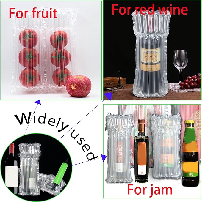 12 Packs Wine Bottle Travel Protector Bags, Inflatable Air Column Packaging Bubble Bag, Reusable Wine Bottle Protector,Wine Bottle Shipping & Packaging, Airplane Trave,with Free Inflator Pump.