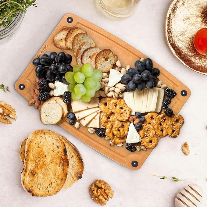 large cutting boards for kitchen dishwasher - XL cutting board set double-sided with Non-Slip Feet and Juice Groove Composite chopping board knife Friendly Cut Meat, Fruit,Vegetable