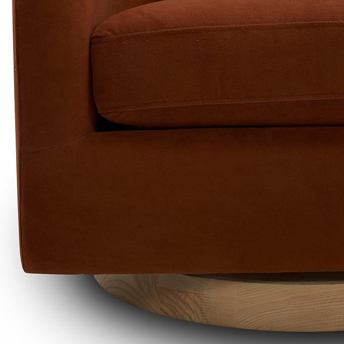 CHITA Swivel Accent Chair, FSC Certified Upholstered Velvet Barrel Chair for Living Room, Fully Assembled, Burnt Orange