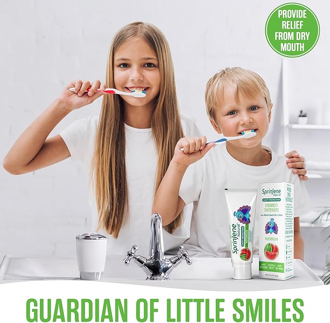 SprinJene Natural Kids Toothpaste, Watermelon | Natural Childrenโs Toothpaste for Cavity Protection | Fluoride Toothpaste for Toddlers | 1 Pack