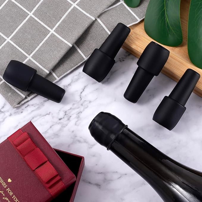 PAGOW 10 Pcs Reusable Wine Stoppers, Silicone Sparkling Wine Bottle Stopper, Wine Sealer Wine Stopper for Champagne Beer Beverage Prosecco Keeping Fresh