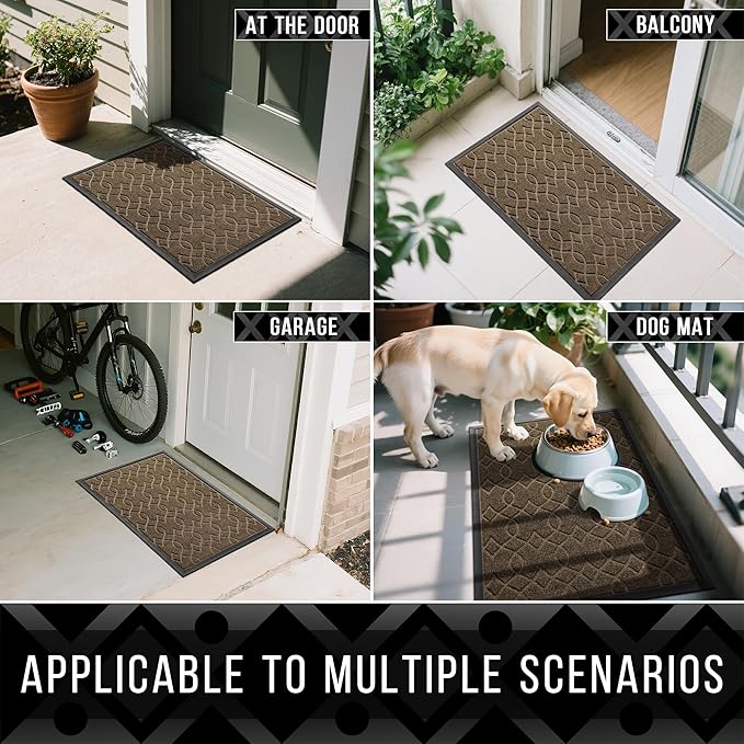 Yimobra Front Door Mat Outdoor Indoor 72x24, All-Season, All-Weather, Heavy Duty Welcome Door Mats Outside Entrance, Non Slip Porch Patio Entrance Mat, Brown