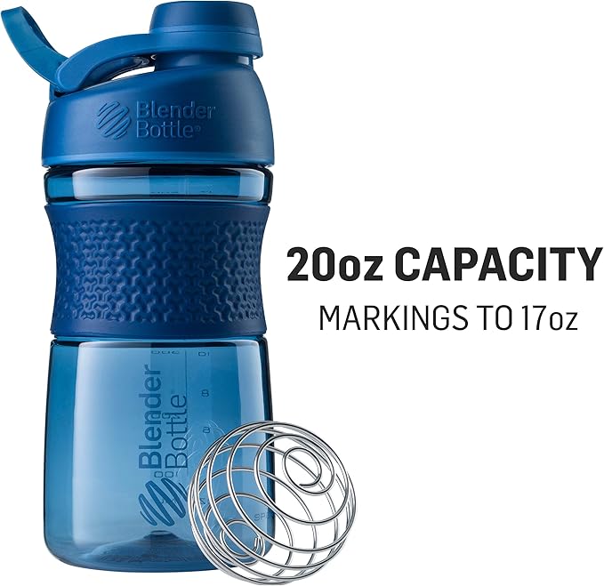 BlenderBottle SportMixer Shaker Bottle Perfect for Protein Shakes and Pre Workout, 20-Ounce, Teal