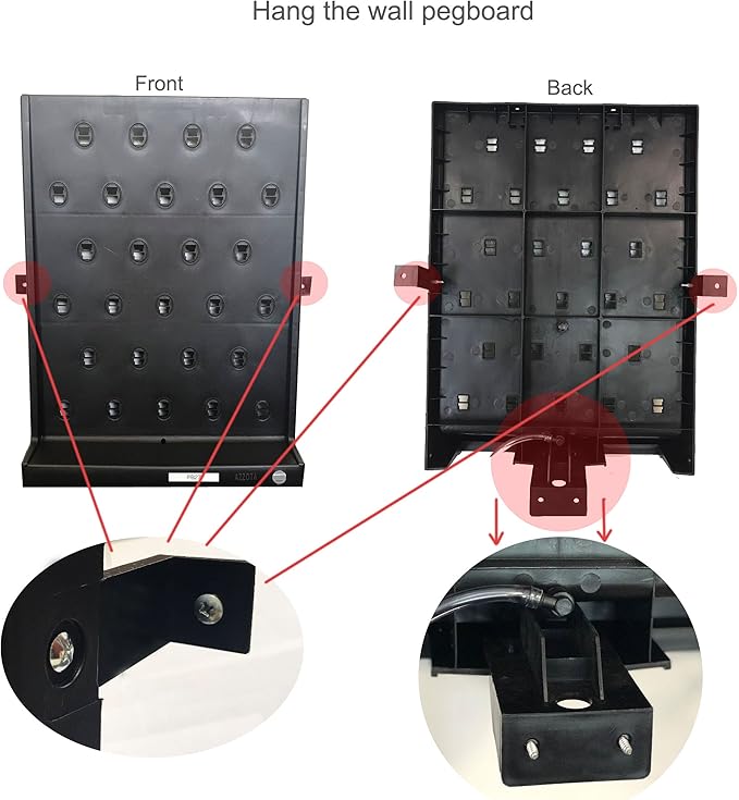 Pegboard Bench-top/Wall-Mount Laboratory Glassware Drying Rack with 27 Pegs, Black Color