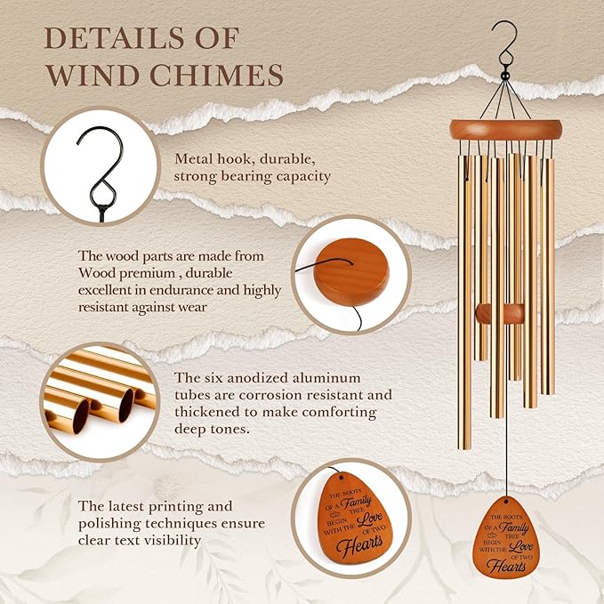 10th Anniversary Wind Chime, 10th Anniversary Romantic Gifts for Him, Her, Couple, Men, Women, Wife, Husband, Newlywed, Aluminum Anniversary's Keepsake Gifts Ideas