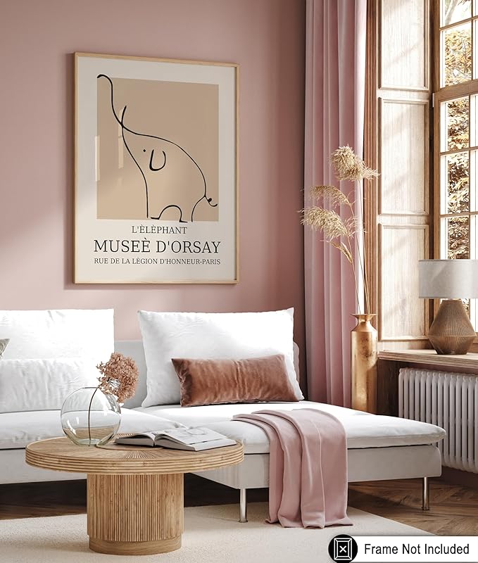 Poster Master Vintage Poster - Retro Minimalist Print - Gift for Artist, Housewarming - Elephant, Line Drawing, Sketch, Abstract - Wall Decor for Living Room, Bedroom, 24x32 Unframed Wall Art