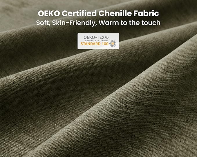 Oversized Modular Sofa, Extra Deep Cloud Chenille Sectional Couch with Ottoman Chaise, Fluffy Chenille 6 Seat U-Shaped Sofa for Living Room, Villa (U Shape 6 Seater, Chenille Green)