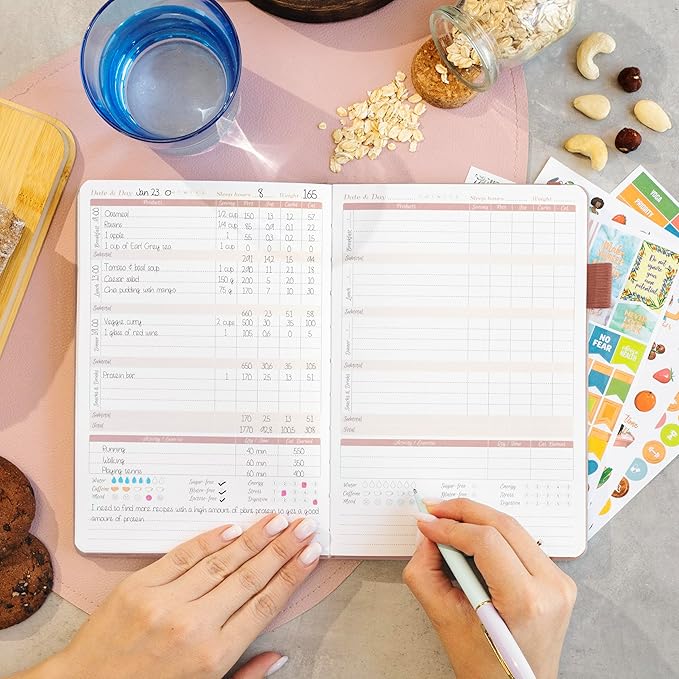 GoGirl Food Journal & Wellness Planner –– Diet & Fitness Diary – Nutrition Journal with Meal, Exercise & Weigh Loss Tracker, A5 (Rose Gold)