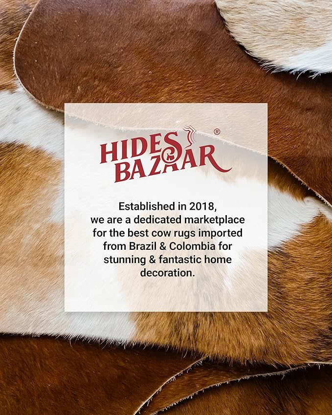 Natural Cowhide Rug for Home & Office Premium Light Tricolor Cowhide Rug with Mixed Brown, Black & White Patterns - Cow Hide Rugs Made with Tanned Leather - Cow Hide Rugs 5x7 ft