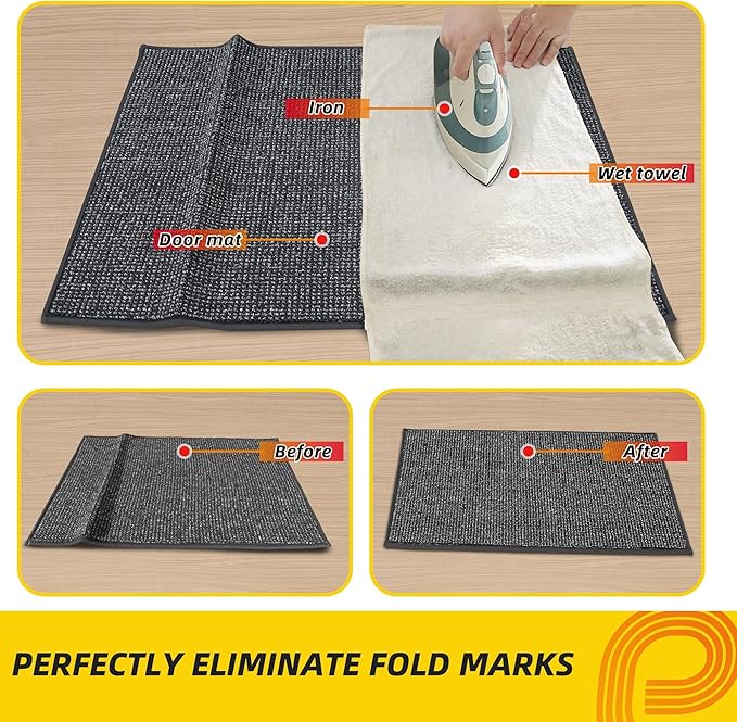 JSEI Dirt Trapper Door Mat 32"x48" Non-Slip Washable Entrance Mat, Dog Doormats, Absorbent & Fade-Resistant Floor Mats, Low Profile Welcome Mats for Entryway, Front Door, and Inside Entrance,Dark Grey