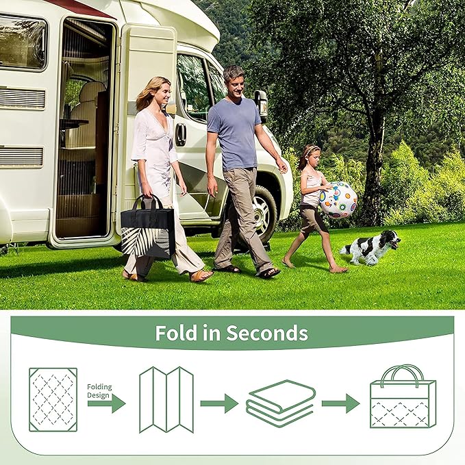 GENIMO Outdoor Rug 9' x 12' Waterproof for Patios Clearance, Reversible Outdoor Plastic Straw Camping Rug Carpet, Large Area Rugs Mats for RV, Camper, Deck, Balcony, Porch, Beach, Picnic, Black&Beige