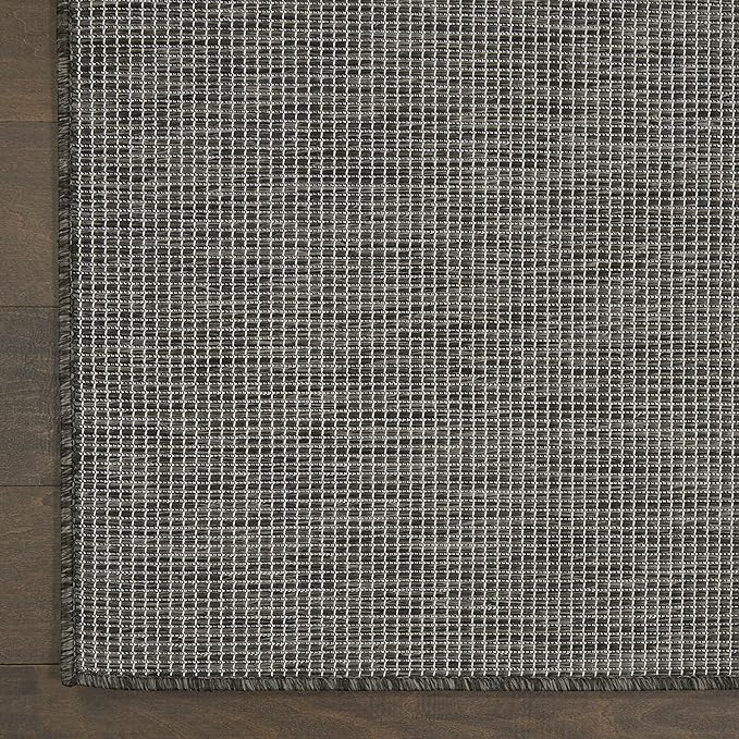 Nourison Home Positano Charcoal 8' x 10' Area Rug, Modern, Solid, Indoor/Outdoor, Easy Cleaning, Non Shedding, Bed Room, Living Room, Deck, Backyard