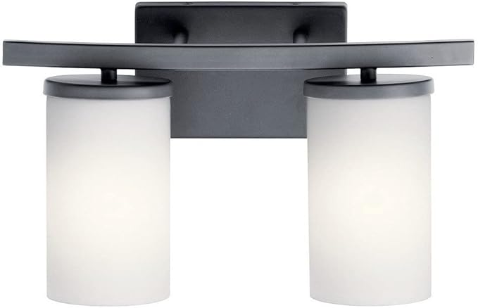 KICHLER Crosby 15" 2 Light Vanity Light Satin Etched Cased Opal Chrome