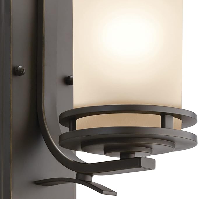 Kichler Hendrik 12” Wall Light Fixture in Olde Bronze with Umber Etched Glass, 1-Light Wall Lamp for Bedroom or Living Room, 5076OZ