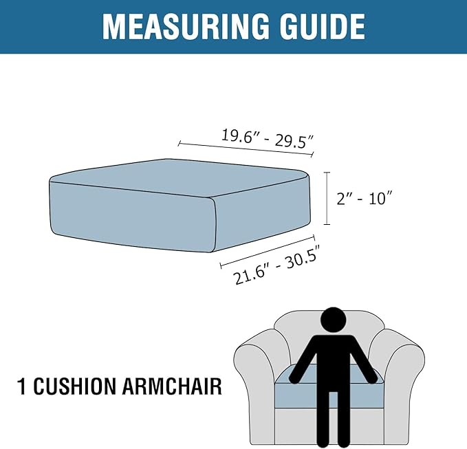 H.VERSAILTEX Velvet Stretch Couch Cushion Cover Plush Cushion Slipcover for Chair Cushion Furniture Protector Seat Cushion Sofa Cover (1 Piece Armchair Cushion Covers, Mocha)