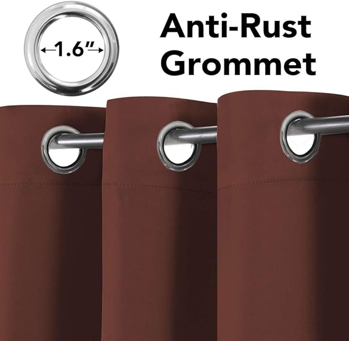 H.VERSAILTEX Blackout Window Curtain Panels Thermal Insulated Room Darkening Solid Grommet Curtains/Drapes for Bedroom Privacy Protection (Set of 2 Panels,52 by 63 Inch Long, Rust)