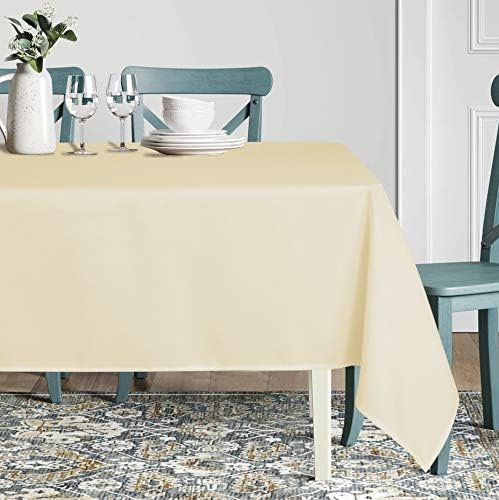sancua Rectangle Tablecloth - 54 x 78 Inch - Stain and Wrinkle Resistant Washable Polyester Table Cloth, Decorative Fabric Table Cover for Dining Tables, Buffet Parties and Camping, Beige