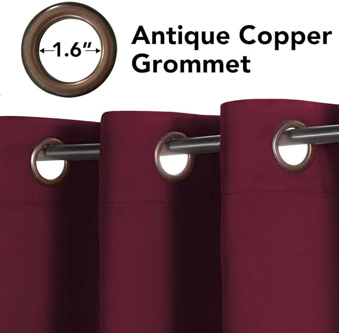 H.VERSAILTEX Burgundy Red Blackout Draperies Curtains Thermal Insulated Window Treatment Extra Long Decorative Curtains for Thanksgiving Day & Christmas Decor(Set of 2,52 by 108 - Inch,Burgundy)