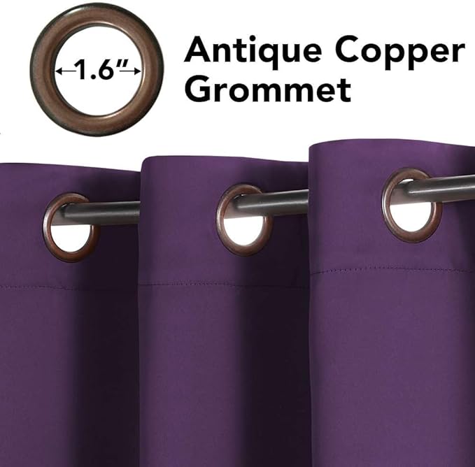 H.VERSAILTEX Bedroom Curtain Panels Blackout Draperies Room Darkening Curtains Window Panel Drapes - (Plum Purple Color) 1 Pair, 52 by 84-inch, 8 Grommets/Rings per Panel