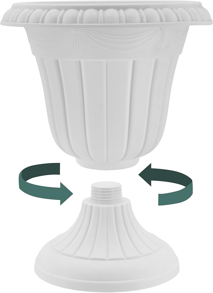 PL00BK Classic Traditional Plastic Urn Planter, Black